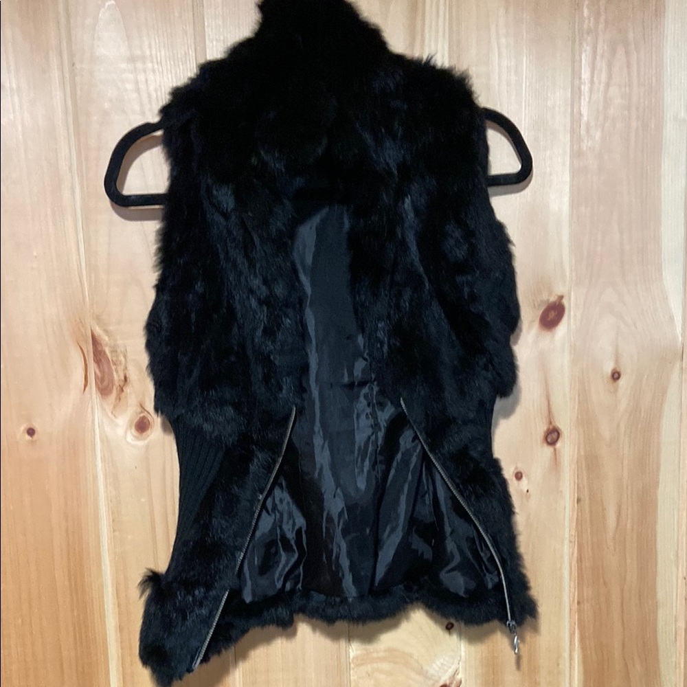 Guess Black Real Fur Vest